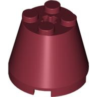 Lego kostka (kostička) kužel 3x3x2, tmavě červená (4529683, 4162209, 4539088)
